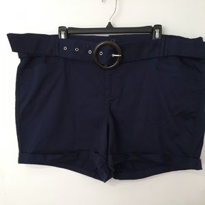 Torrid Belted Cuffed Navy Blue Shorts 24W